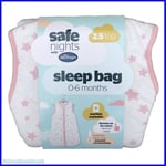 Silentnight Safe Nights 2.5 Tog Pink Stars Baby Sleep Sleeping Bag 0-6 Months