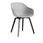 HAY - AAC222 Chair Black WB Lacq Oak Base Concrete Grey 2.0 Shell - Spisestoler - Hee Welling - Grå - Tre/Plast