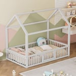 Lit cabane pour enfant - 90x200cm - en bois massif - Blanc