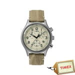 Mens New Timex MK1 Chronograph 42mm Indiglo 50m W/Proof Leather & Fabric Watch