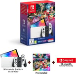 Nintendo Switch OLED White + Mario Kart 8 Deluxe + 12 Months NSO