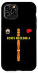 Coque pour iPhone 11 Pro Drapeau et silhouette carte de la Macédoine du Nord, emblème national