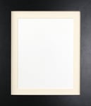 FRAMES BY POST London Picture Photo Frame, Plastic Glass, Black with Ivory Mount, 60 x 80 Image Size 50 x 70 cm