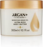 Argan+ Ultra Rich Body Butter, Moroccan Argan Oil Vegan Moisturising Body Cream,