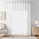 Softalker Rideau Voilage 300x240 cm Grande Largeur Blanc Rideaux Salon Moderne Semi-Transparent Voile Rideau à Oeillets Décoration de Fenetre Chambre Enfant Cuisine Dressing Extérieur