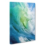 Big Box Art The Curl of a Wave in Abstract Canvas Wall Art Framed Picture Print, 30 x 20 Inch (76 x 50 cm), White, Turquoise, Blue, Teal, Green