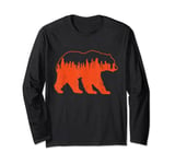 Vintage Downtown Chicago City Skyline Walking-Bear Novelty Long Sleeve T-Shirt