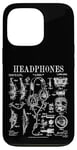 Coque pour iPhone 13 Pro Casque audio vintage breveté DJ Gamer Podcaster Musique