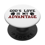 God's Love is My Advantage Christian Tennis Jesus Christ PopSockets PopGrip Adhésif