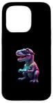 Coque pour iPhone 15 Pro Gaming Dinosaurs- Le T-rex joue aux jeux vidéo