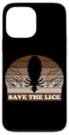 Coque pour iPhone 13 Pro Max Save The Lice, phrase sarcastique style rétro parasite humour