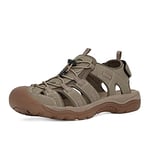 GRITION Sandales de Sport pour Hommes, Été Marche Casual Sandales de Trekking à Bout Fermé, Respirantes Antidérapantes Légères Séchage Rapide Réglables Chaussures Plates 40-Beige