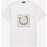 T-shirt Fred Perry  T-shirt rayé couronne de laurier - blanc neige