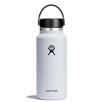 HYDRO FLASK - Gourde Isotherme 946 ml (32 oz) - Bouteille Inox à Isolation Sous Vide - Bouchon Antifuite et Revêtement par Poudre - Sans BPA - Ouverture Large - Blanc