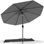 vounot Parasol de Jardin Parasol Inclinable 270cm Toile Protection UV pour Balcon Patio Terrasse Exterieur Gris