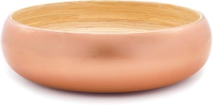 Dehaus® Large 30cm Luxury Rose Gold Bamboo Bowl, Table Centrepiece Wooden Bowl