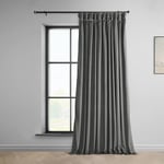 HPD Half Price Drapes Heritage Plush Velvet Curtains 108 Inches Long Room Darkening Curtains for Bedroom & Living Room 100W x 108L, (1 Panel), Destiny Grey