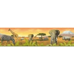 Frise papier peint animaux de la jungle Frise tapisserie jungle motif animaux orange Frise murale enfant animaux savane - Orange, Jaune
