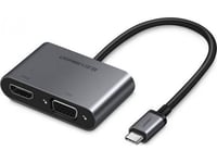 Ugreen Av-Adapter Ugreen Adapter Usb-C Til Vga + Hdmi 4K, 25 Cm (Sølv)