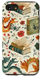 Coque pour iPhone SE (2020) / 7 / 8 Motif de ver de bibliothèque Cute Dragon Books Cottagecore