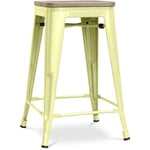 Tabouret de bar design industriel - bois et acier - 61cm - Stylix Jaune pâle