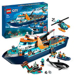 LEGO 60368 City Le Navire d’Exploration Arctique, Grand Jouet avec Bateau Flottant, Hélicoptère, sous-Marin, Épave de Viking, 7 Minifigurines et Figurine d'Orque, Cadeau Enfants, Garçons et Filles