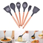 Silicone Cooking Tools Shovel Spoon With Wooden Handle Heat-resi Oil Brush