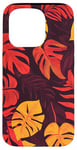 Coque pour iPhone 15 Pro Motif bordeaux tropical orange vif