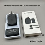 Chargeur 45w Ultra Rapide Pour Samsung S22 Ultra Galaxy S22 Chargeur De Téléphone Samsu Noir Avec Fil De 1 Mètre Norme Britannique