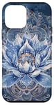 Coque pour iPhone 12 mini Bleu Vintage Paisley Fleur de Lotus Céleste Elements