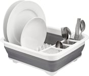 Homeshopa Collapsible Dish Drainer, Foldable Drying Rack - Grey