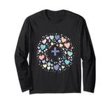 Colorful Heart Mandala Design for Mindfulness and Yoga Long Sleeve T-Shirt