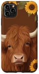 Coque pour iPhone 11 Pro Max Cuir de vache marron Highland Vache Tournesols