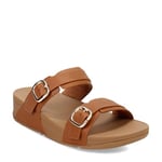 Fitflop Women's LULU Adjustable Leather Slides Sandal, Light Tan, 7 UK