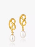 Claudia Bradby Love Knot Freshwater Pearl Drop Earrings, Gold