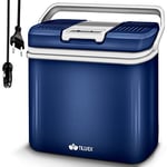 tillvex Glacière électrique 24L | Mini-frigidaire 230 V et 12 V pour Camping avec Voiture | refroidit et réchauffe |Mode ÉCO (Bleu)