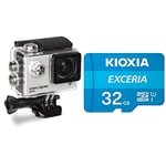 KitVision Escape 4K Action Camera Ultra-High Definition Action Camera & Kioxia LMEX1L032GG2 32GB Exceria U1 Class 10 microSD