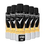 REXONA - Déodorant Homme Sport Defense - Spray Anti-transpirant - 0% Alcool - Protection 48h contre l'humidité et les odeurs (lot de 6x 150ml)