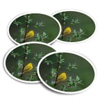 4x Round Stickers 10 cm - Little Yellow Bird Tree Rain Nature  #45583