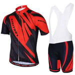 YYDM Été Anti-UV Maillot Cyclisme Homme - Respirant Hommes VTT Manches Courtes Ensembles + Séchage Rapide Racing Cyclisme Cuissard À Bretelle pour,Red Bib Set,4XL