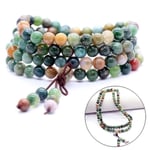 Peigu 6mm Indien Agat Bön Välsigna Tibetansk Buddhist 108 Pärlor Mala Armband Halsband