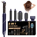 5 en 1 Sèche Cheveux Brosse Soufflante Airstyler & Ionique Brosse Chauffante Brushing Boucleur a Cheveux Peigne Chauffant Lisseur Cheveux Appareils et Outils Coiffure Cadeau Femme, Bleu