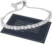 Bracelet for Women Sterling Silver Tennis Bracelet Crystal Slider Bracelet S925