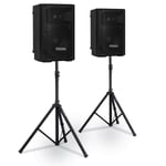 Paire d'enceinte passives Ibiza Sound XTK8-MKII - 8"/20cm 2x200W - Sono DJ Bass reflex à 2 voies - Supports pieds inclus