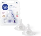 MAM Cross-Cut Teats, Suitable for 6+ Months, Bottle Teats with SkinSoft Silicone, Fits all MAM Baby Bottles, Baby Feeding Essentials, Pack of 2