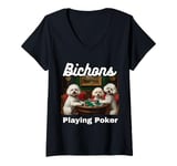 Womens Dogs Playing Poker Bichon Frize Bichon Frize Dog breed V-Neck T-Shirt