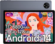 Tab A11 Tablettes Android 14,Tablettes Tactiles 11 Pouces,8800Mah/18W,10Go Ram+128Go Rom/Tf-2To,Octa-Core Tablette Gaming,16Mp+8Mp,Tablet Pc Dual 4G Lte/Gps/Otg/5G Wifi/Widevine L1/Tüv