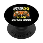 Niveau 20 Débloqué Super Depuis 2005 Anniversaire Gamer PopSockets PopGrip Adhésif