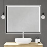 Baikal Miroir de salle de bain, miroir avec cadre noir, option avec et sans LED. Styles qui s'adaptent à la salle de bain ou à n'importe quelle pièce de la maison. LED périmétrique tactile + anti-buée