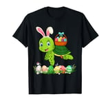 Happy Easter Bunny Turtle Holding Easter Egg Basket T-Shirt